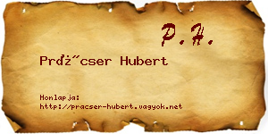 Prácser Hubert névjegykártya